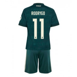 Real Madrid Rodrygo Goes #11 Jalkapallovaatteet Lasten Vieraspeliasu 2026-27 Lyhythihainen (+ Lyhyet housut)